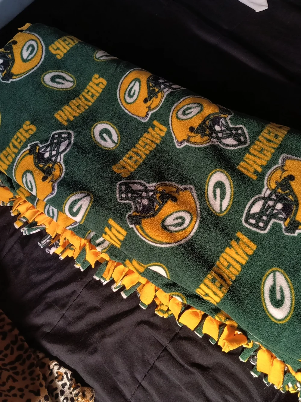 Green Bay Packers Fleece Throw Blanket - Handmade